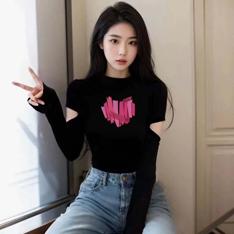 美式长袖上衣女2024新款小心机设计感短款辣妹t恤内搭打底衫春秋