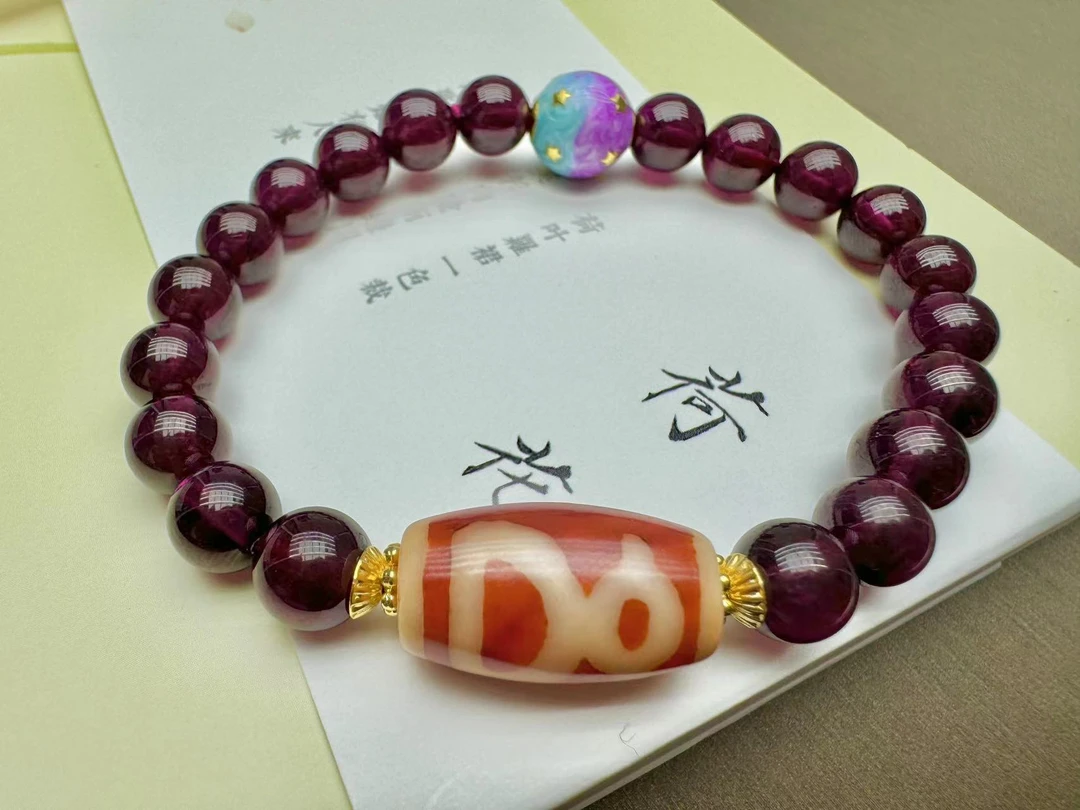 【灰姑娘原创】黄财神紫牙乌石榴石净体5A级手串M5665