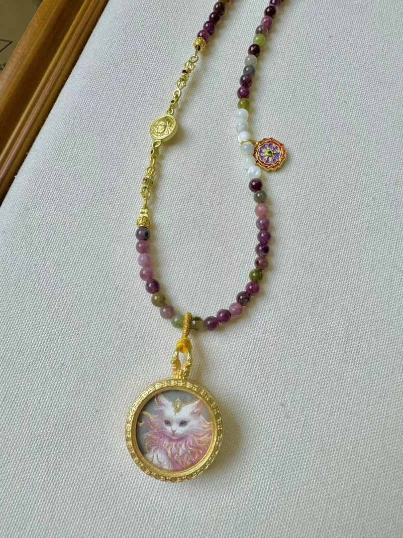 钛钢吊坠 【灰姑娘原创】糖果玺九尾狐凤凰双面小圆牌项链M3053