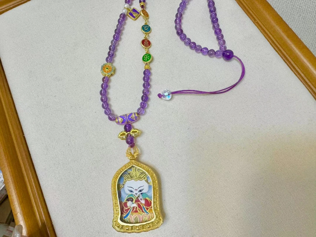 钛钢吊坠 【灰姑娘原创】黄财神九尾狐G乌盒双面项链M3005