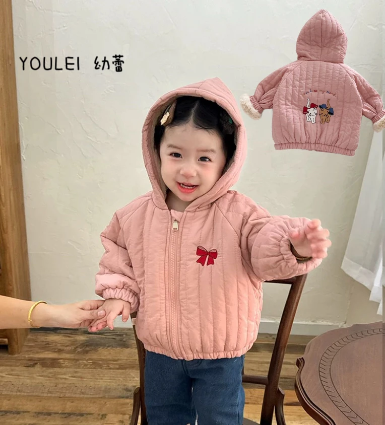 女童冬装棉服卡通棉衣韩版宝宝冬季新款儿童洋气加绒加厚外套保暖