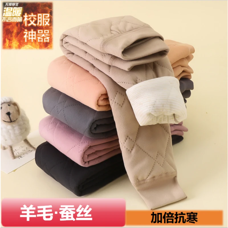 上新A类三层夹棉羊毛蚕丝儿童校服神器保暖
