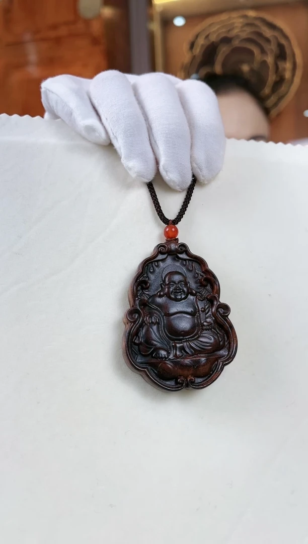 【闪购商品】降香黄檀吊坠弥勒佛牌