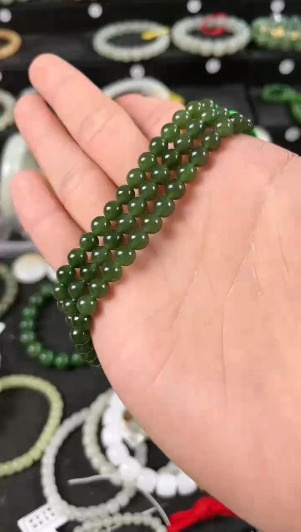 【闪购商品】和田玉项链未镶嵌新疆碧玉108项链卡6mm微色差