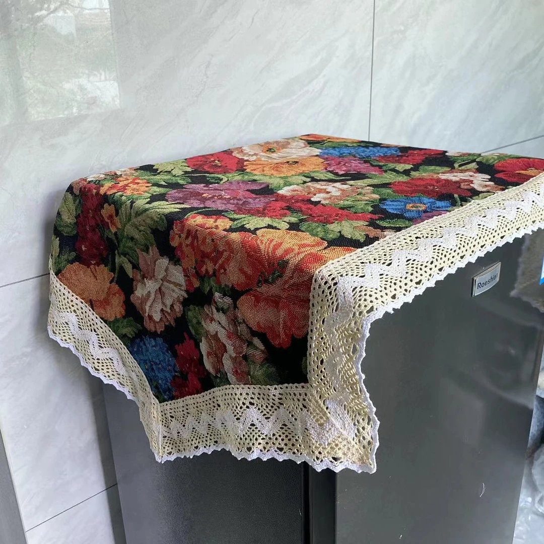 E-37【60/150CM】彩色花卉美式田园风布艺棉麻交织盖巾 桌布防尘