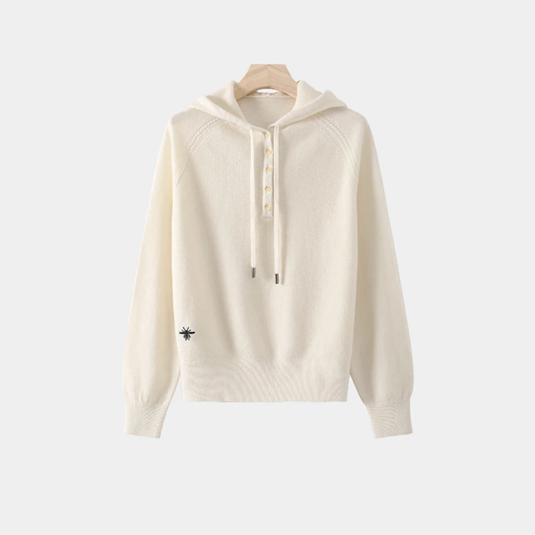 【银泰专属】JD3128 针织连帽卫衣女爆款刺绣帽衫宽松显瘦上衣女