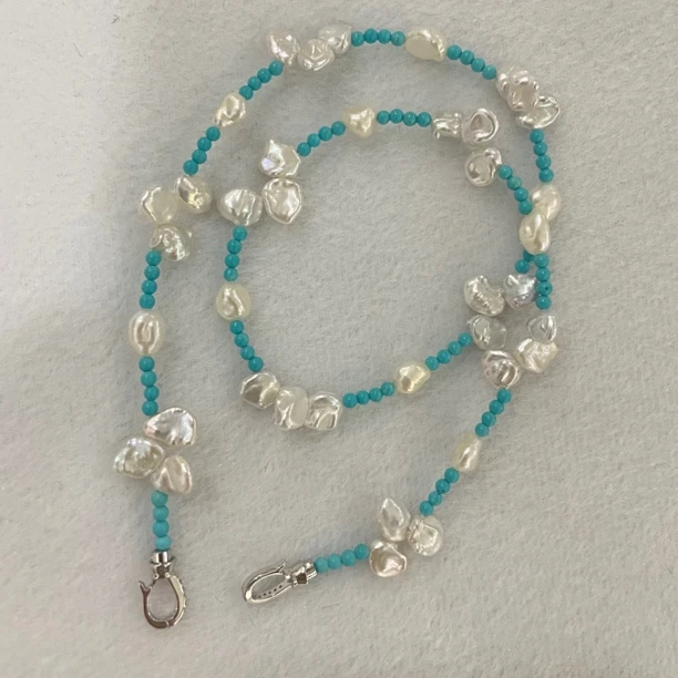 合金项链 项链手工蓝色时尚百搭花瓣