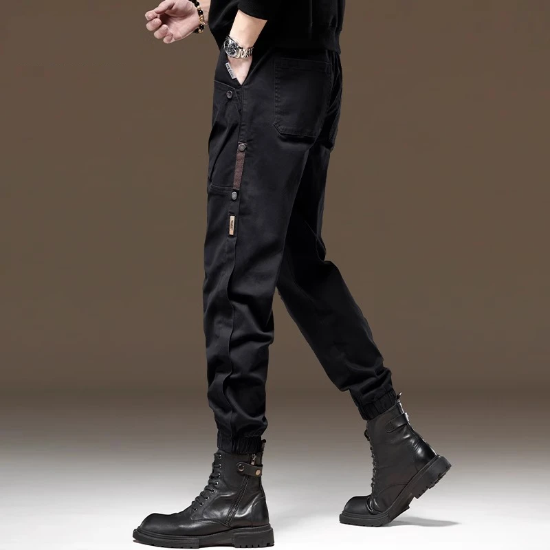 Cebrodz秋季高端新款工装裤男黑色设计感大口袋户外束脚休闲裤潮