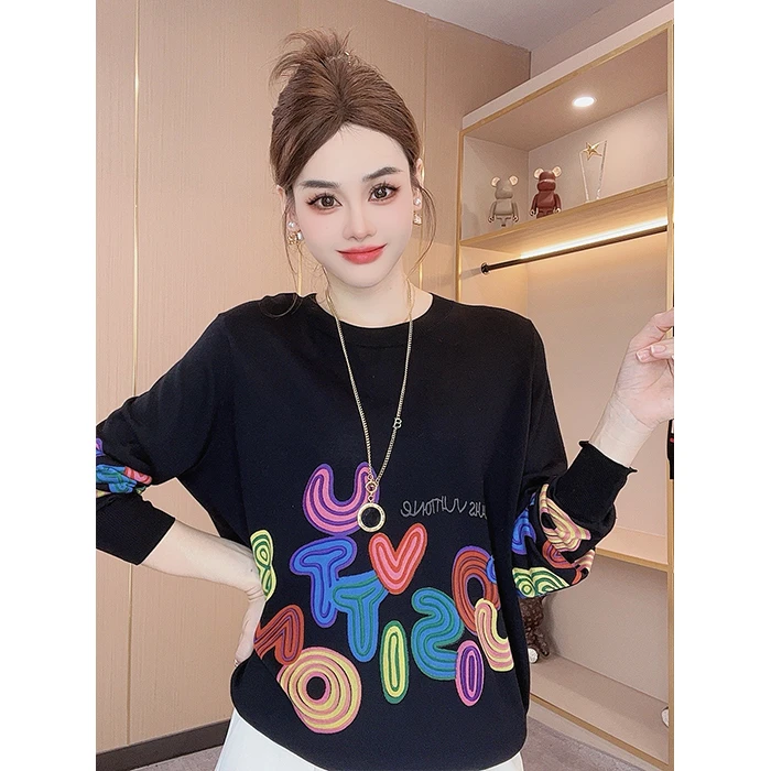 秋冬减龄小众复古时尚宽松洋气百搭显瘦气质休闲织花打底针织衫女