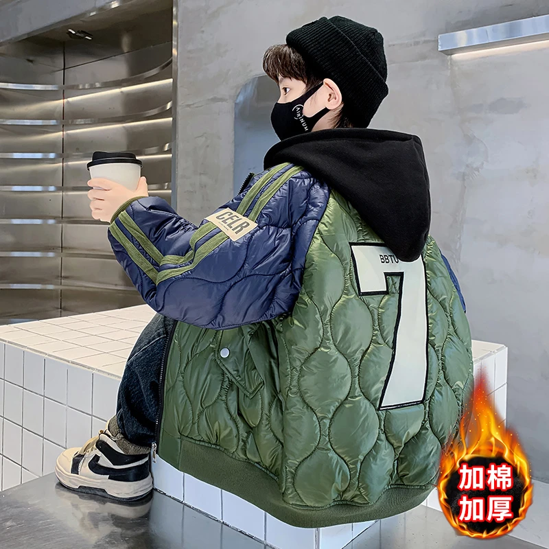 儿童装男童冬装加厚外套2025新款夹棉棒球服秋冬季中大童棉服酷帅