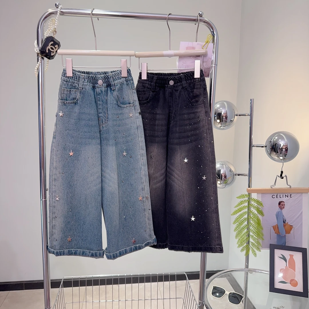 【闺蜜家】女童秋季新款时尚韩系时尚星星亮钻百搭洋气牛仔裤-6982