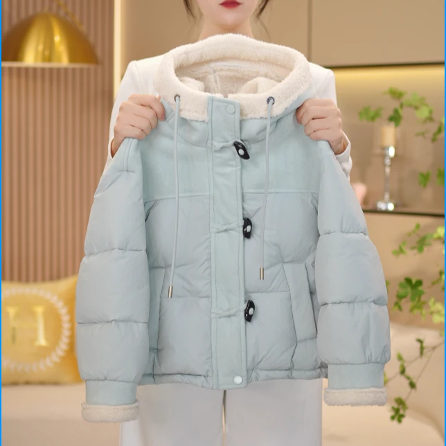 【闺蜜家】女童冬季新款2024时尚潮韩系连帽加厚保暖棉衣外套-7415