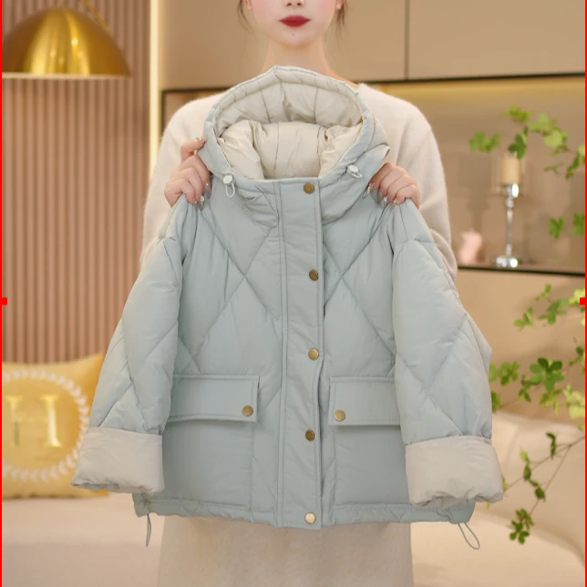 车厘少女女童冬季新款2024时尚潮韩系连帽加厚保暖棉衣外套-7410