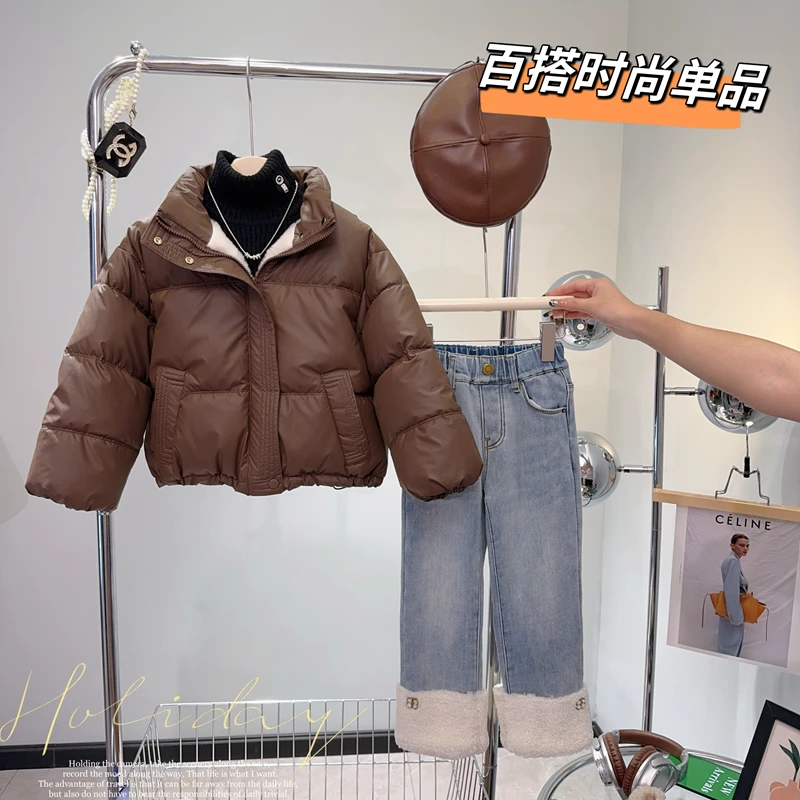 【闺蜜家】冬季新款女童韩版时尚洋气潮酷加厚面包服棉服外套-3120