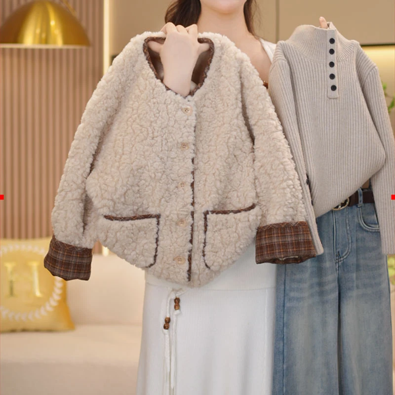 【闺蜜家】女童秋冬季2024新款韩系洋气香风保暖加厚毛毛外套-7344