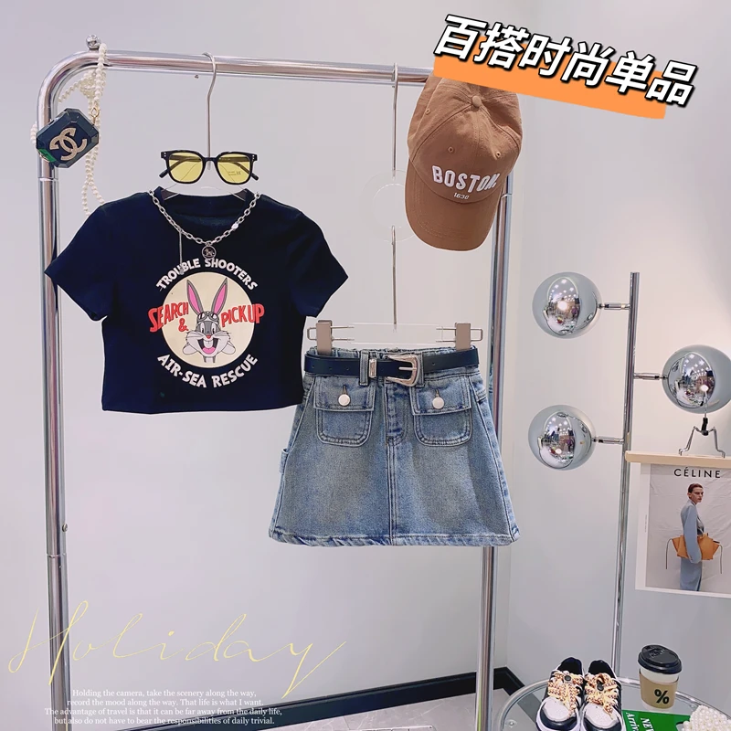 【闺蜜家】夏季女童韩版洋气圆领卡通印花T恤-2106