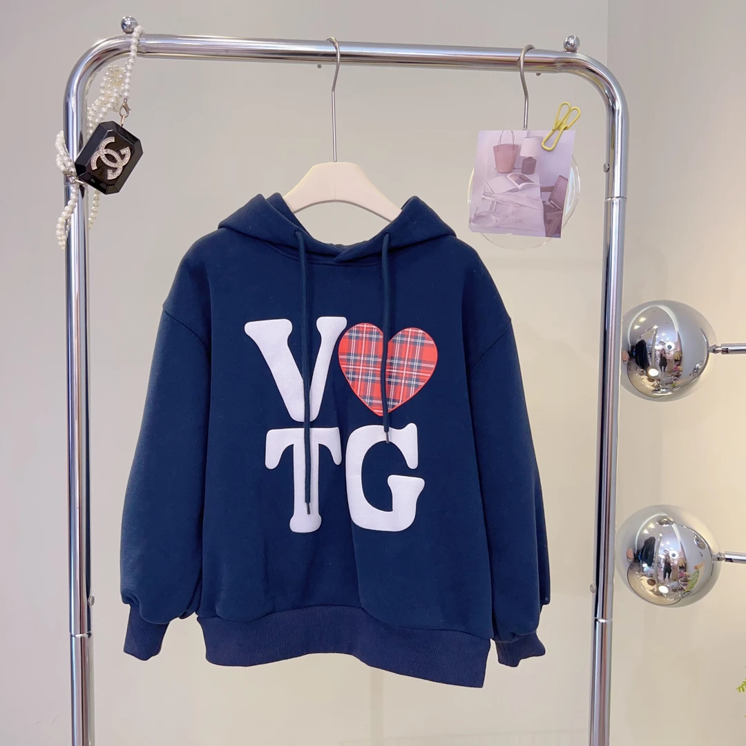 【闺蜜家】女童秋冬季2024新款韩系加绒加厚连帽卫衣-7234