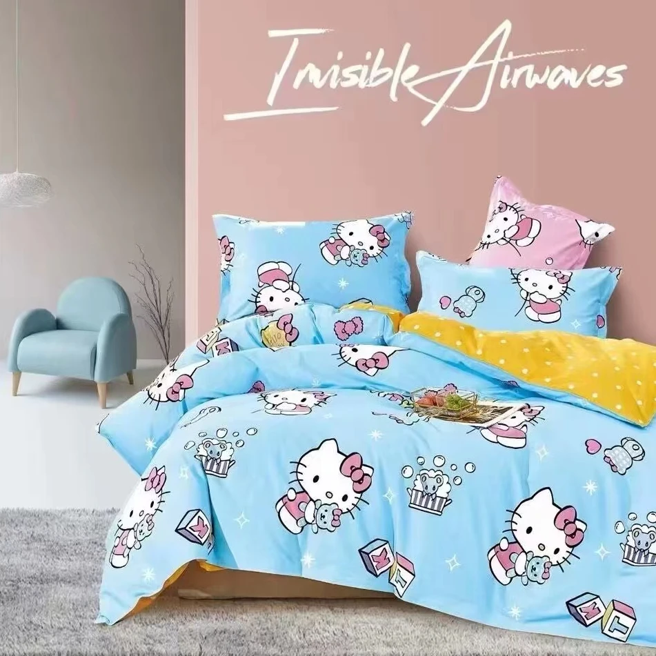 小宝定制 100% 纯棉 加密斜纹棉-KT猫 蓝色