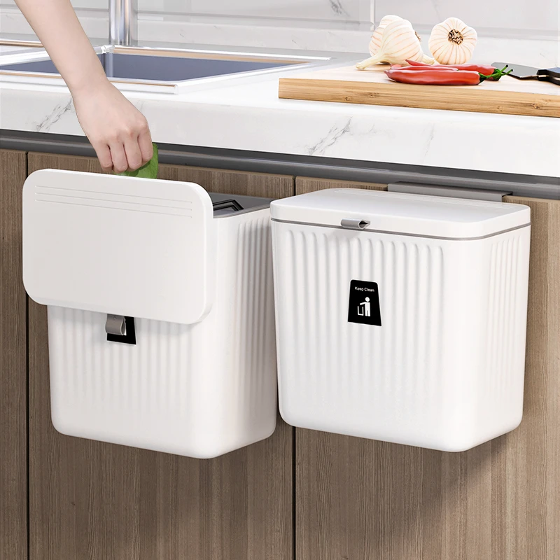 厨房垃圾桶家用壁挂式带盖大容量卫生间悬挂式纸篓厨余专用收纳筒