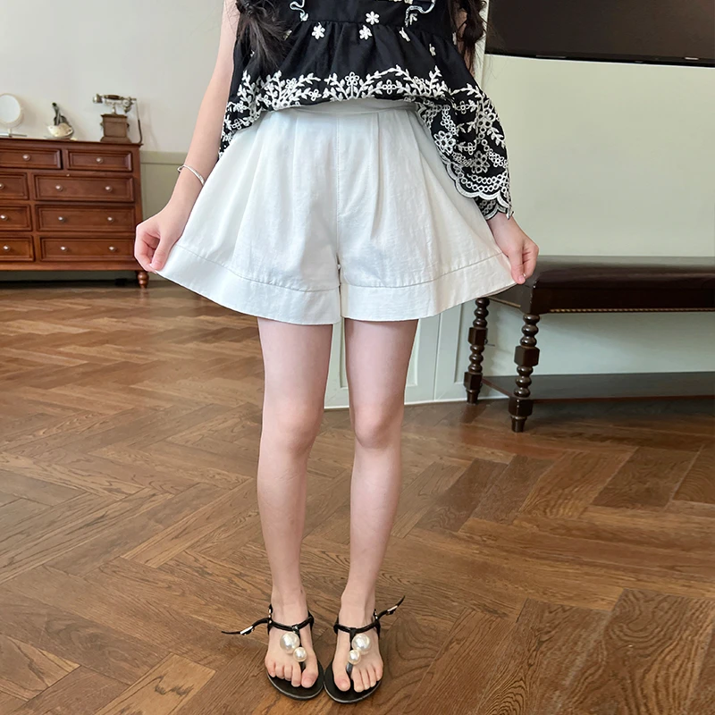 栀了成长记童装女童百搭韩版白色短裤夏装新款儿童女孩薄款短裤子
