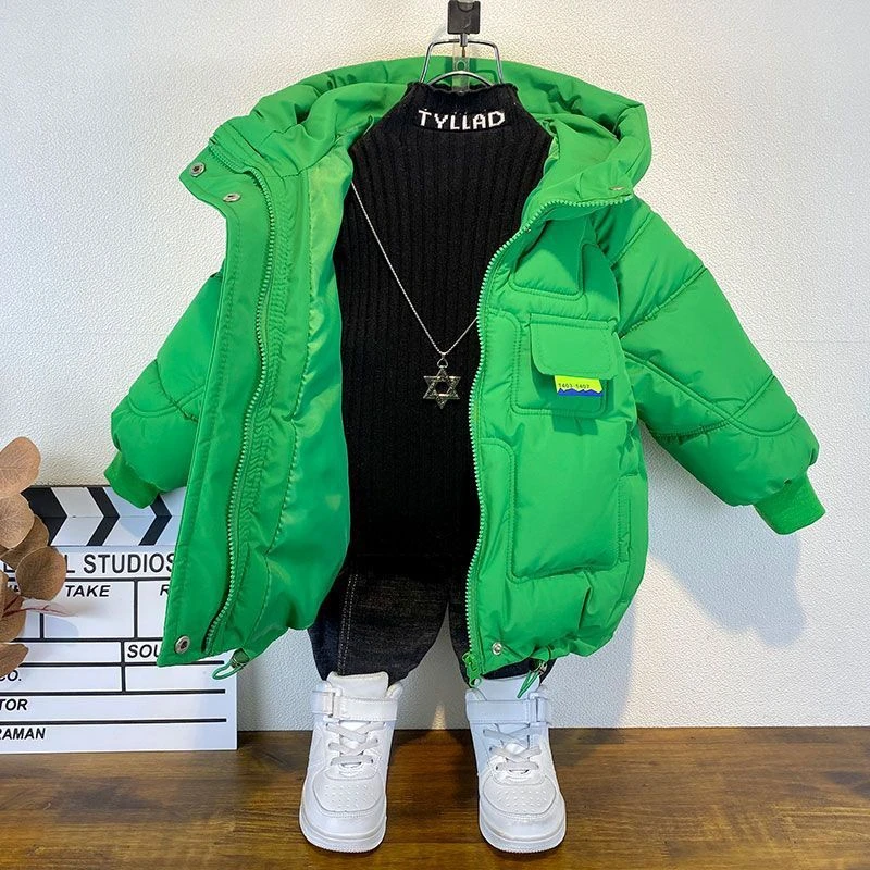 新款男童冬季中长款棉衣2023新款儿童加厚羽绒服潮宝宝时髦棉袄
