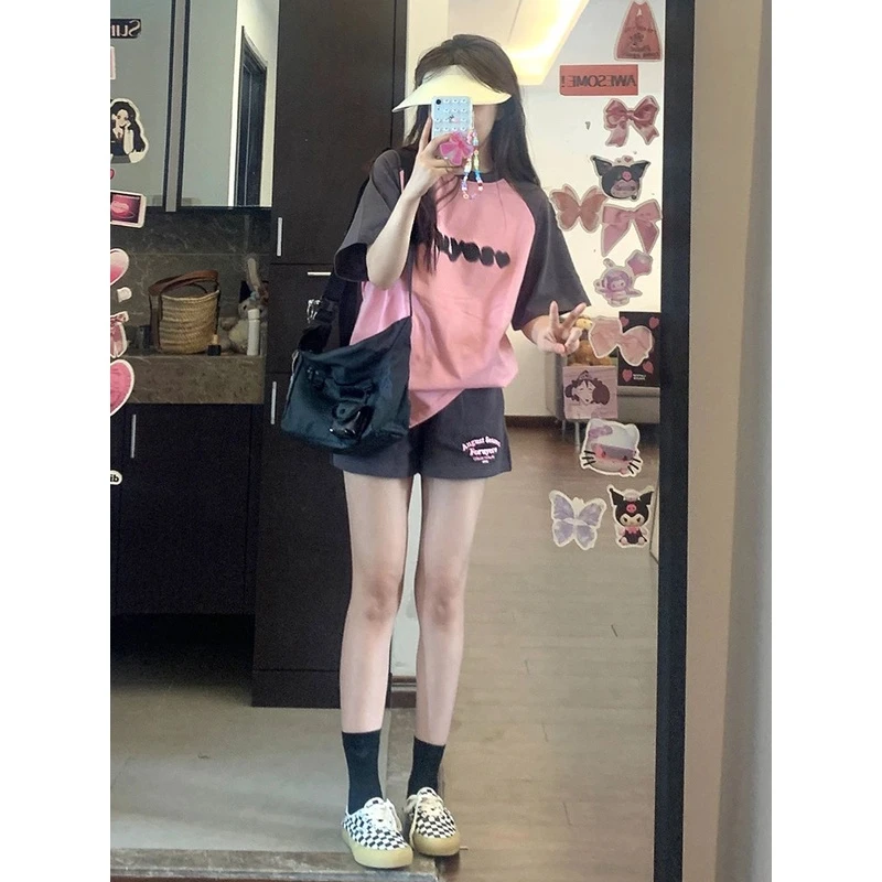 夏季薄款运动服套装女小个子宽松百搭纯棉短袖短裤跑步休闲两件套