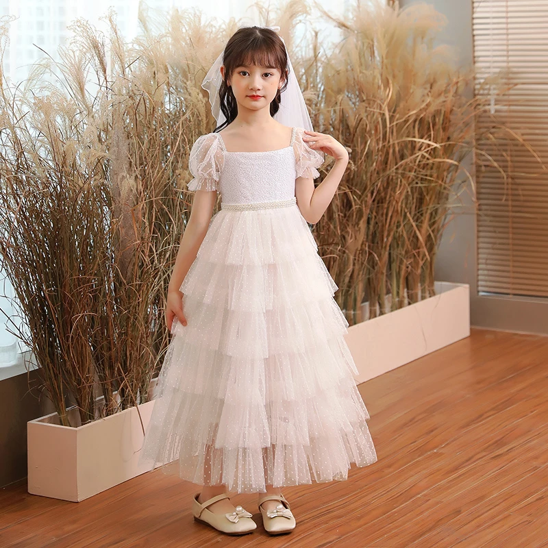 女童蛋糕裙轻奢高端公主裙生日主持人钢琴演奏高级礼服儿童连衣裙