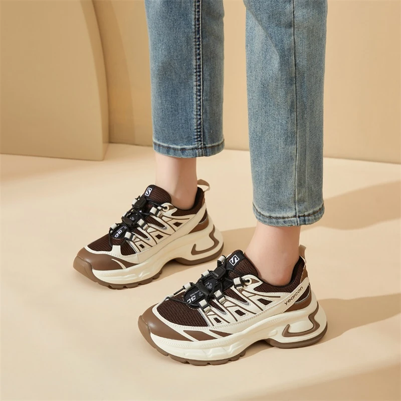 YEARCON/意尔康女鞋2025欧若智性风运动百搭休闲鞋跑步潮款老爹鞋