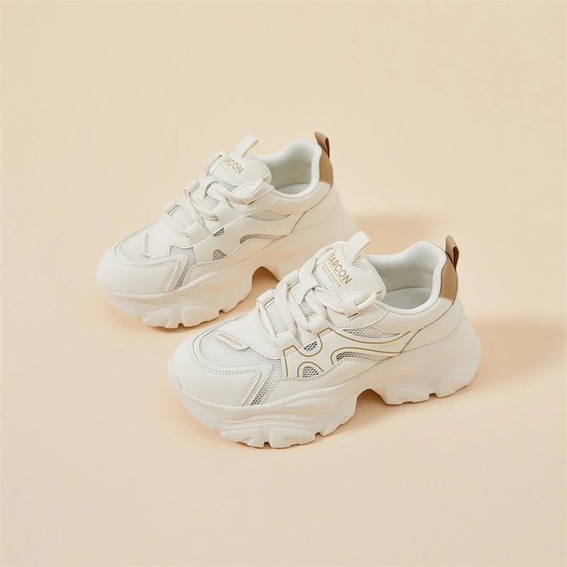 YEARCON/意尔康女鞋百搭新款透气网面显脚小洋气时尚女厚底老爹鞋