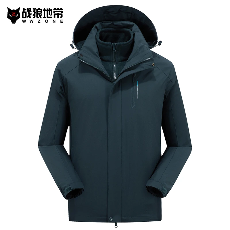 战狼地带冲锋衣三合一秋冬加绒加厚潮流保暖户外防风防水迷彩外套