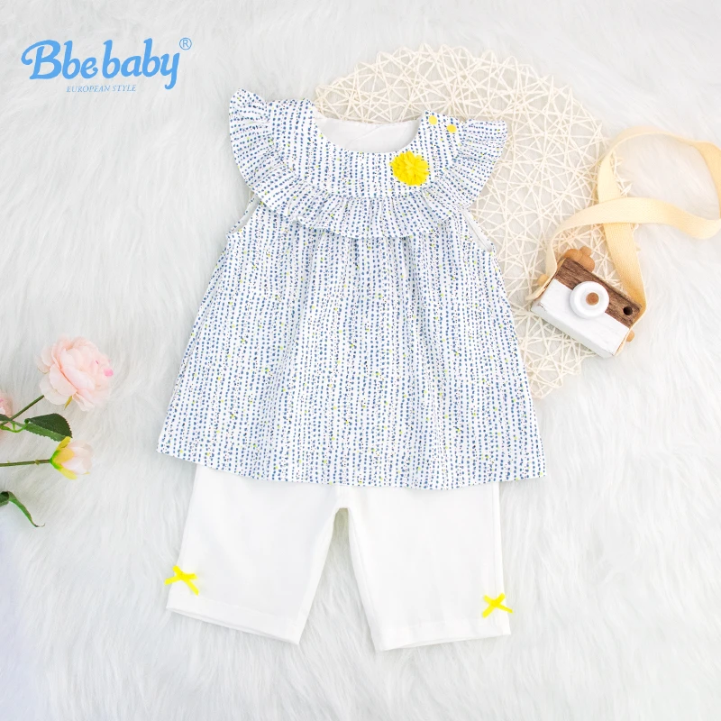 Bbe baby夏季碎花洋气点点印花女童套装---X097