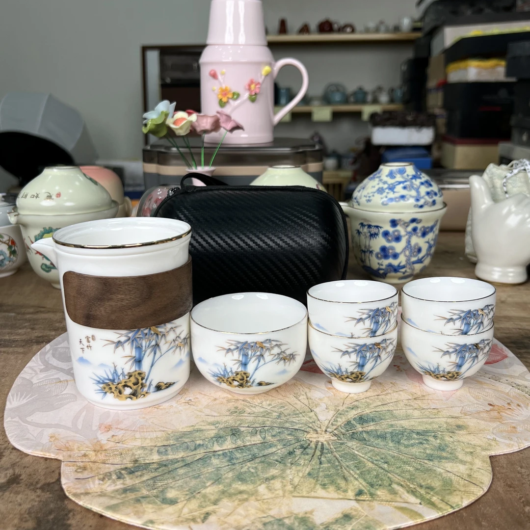 【闪购商品】富竹天下大容量一壶五杯户外旅行茶具办公居家瓷888297