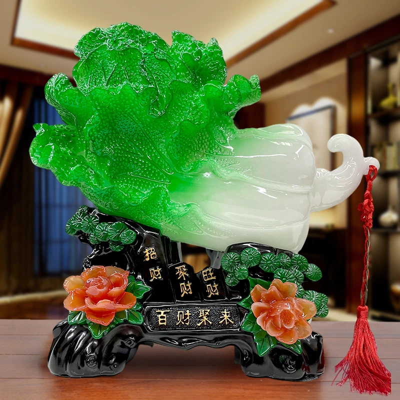 牡丹白菜客厅电视柜酒柜博古架家居装饰品新摆件工艺品乔迁礼物