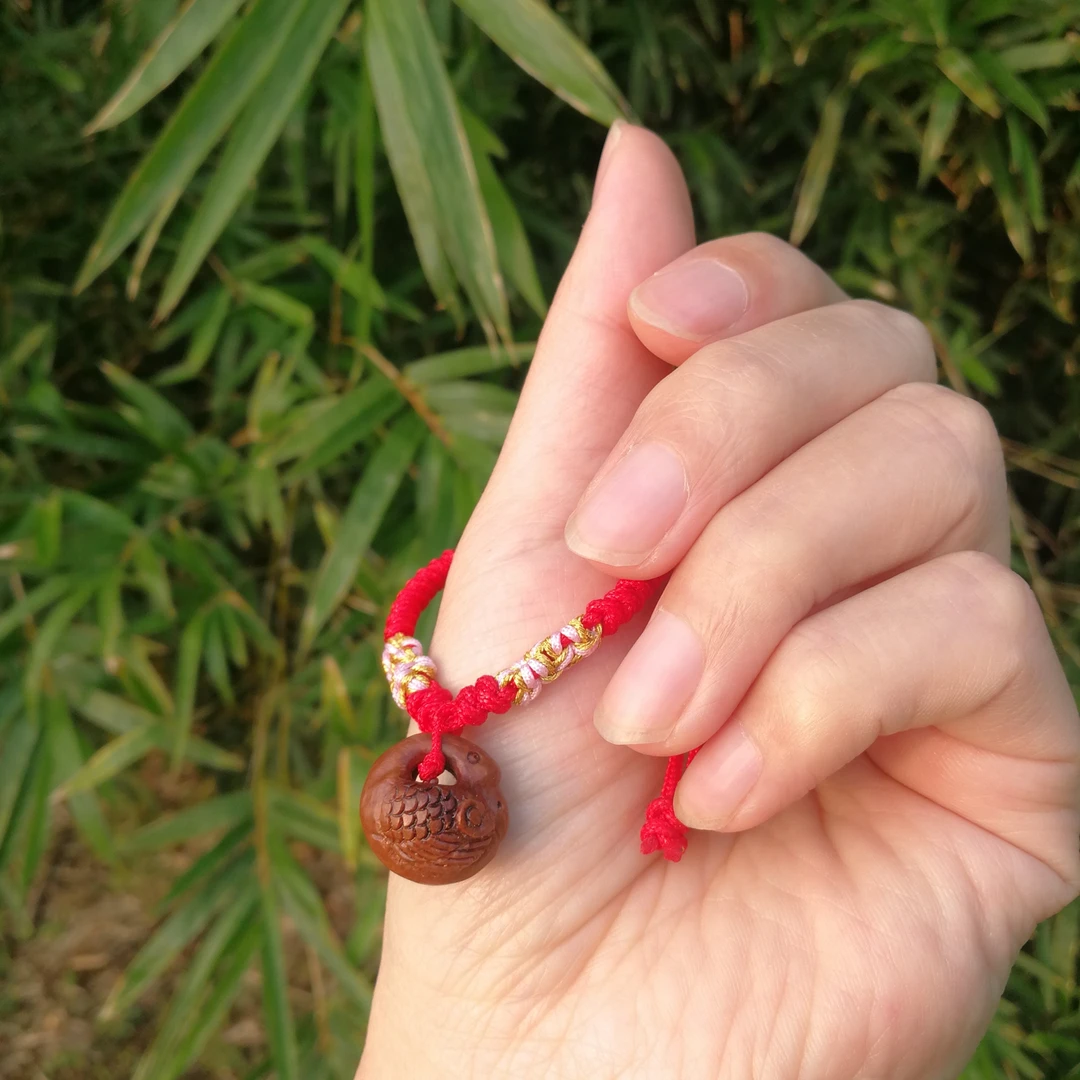 天鹅桃篮宝宝满月儿童百天生日礼物红绳天然桃核手工雕刻桃筐130