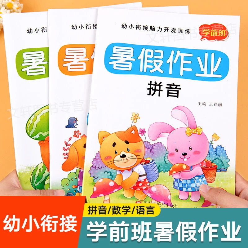 学前班暑假作业拼音数学语言大班升小学一年级幼小衔接练习册