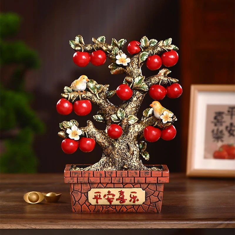 平安喜乐苹果树摆件客厅电视柜酒柜玄关前台喜鹊装饰乔迁新居礼物
