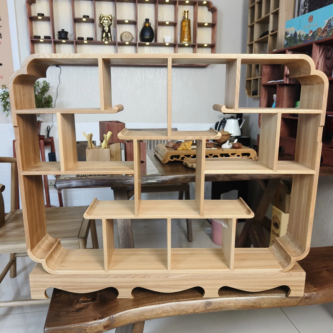 东北老榆木可落地可悬挂实木多宝阁博古架新中式客厅创意简约隔断