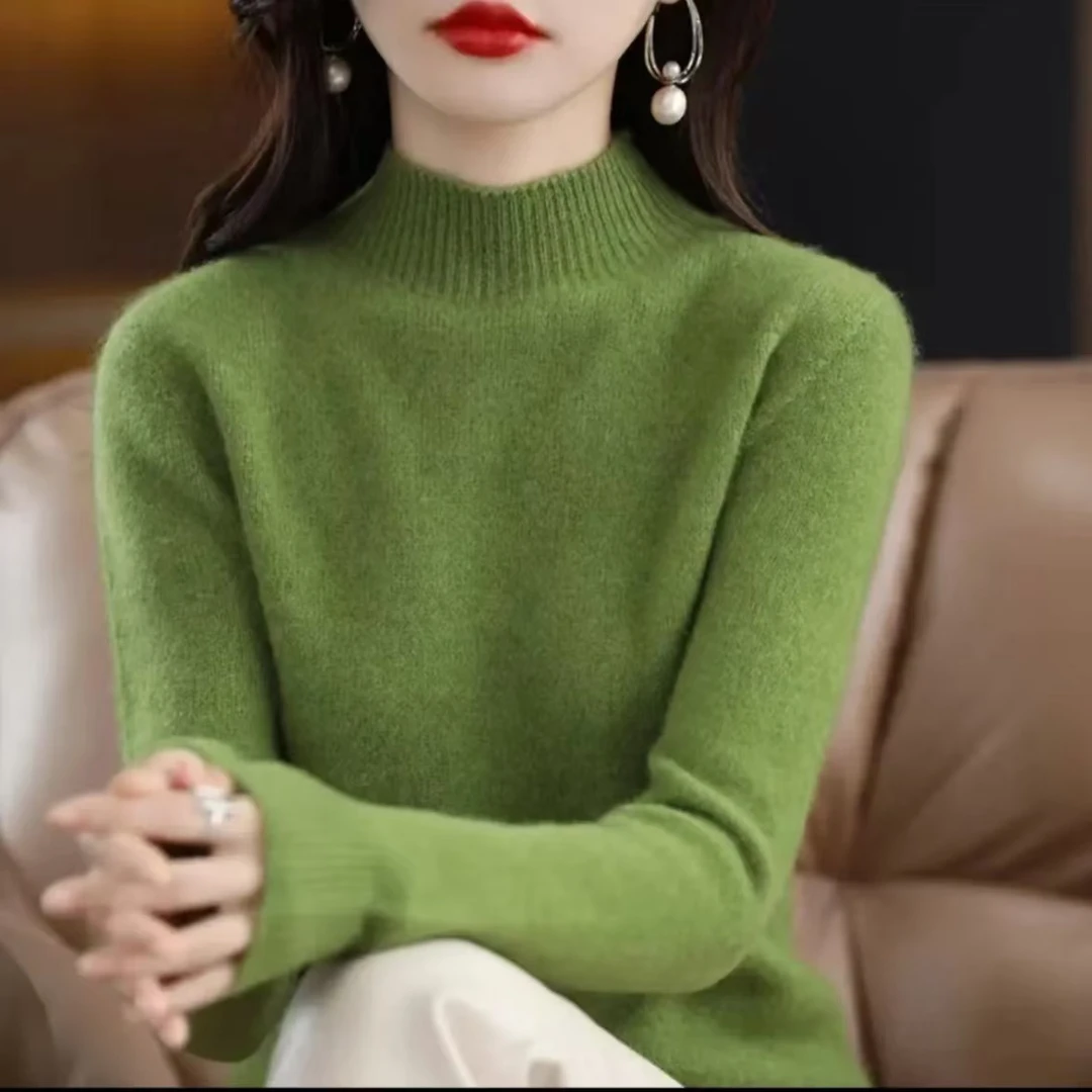 【一线成衣无缝】半高领厚款羊毛衫针织打底显瘦套头百搭纯色加厚