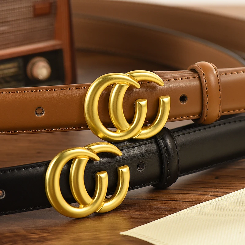 皮带女时尚百搭牛仔裤装饰腰带高级感2024新款真皮黑色设计感小众