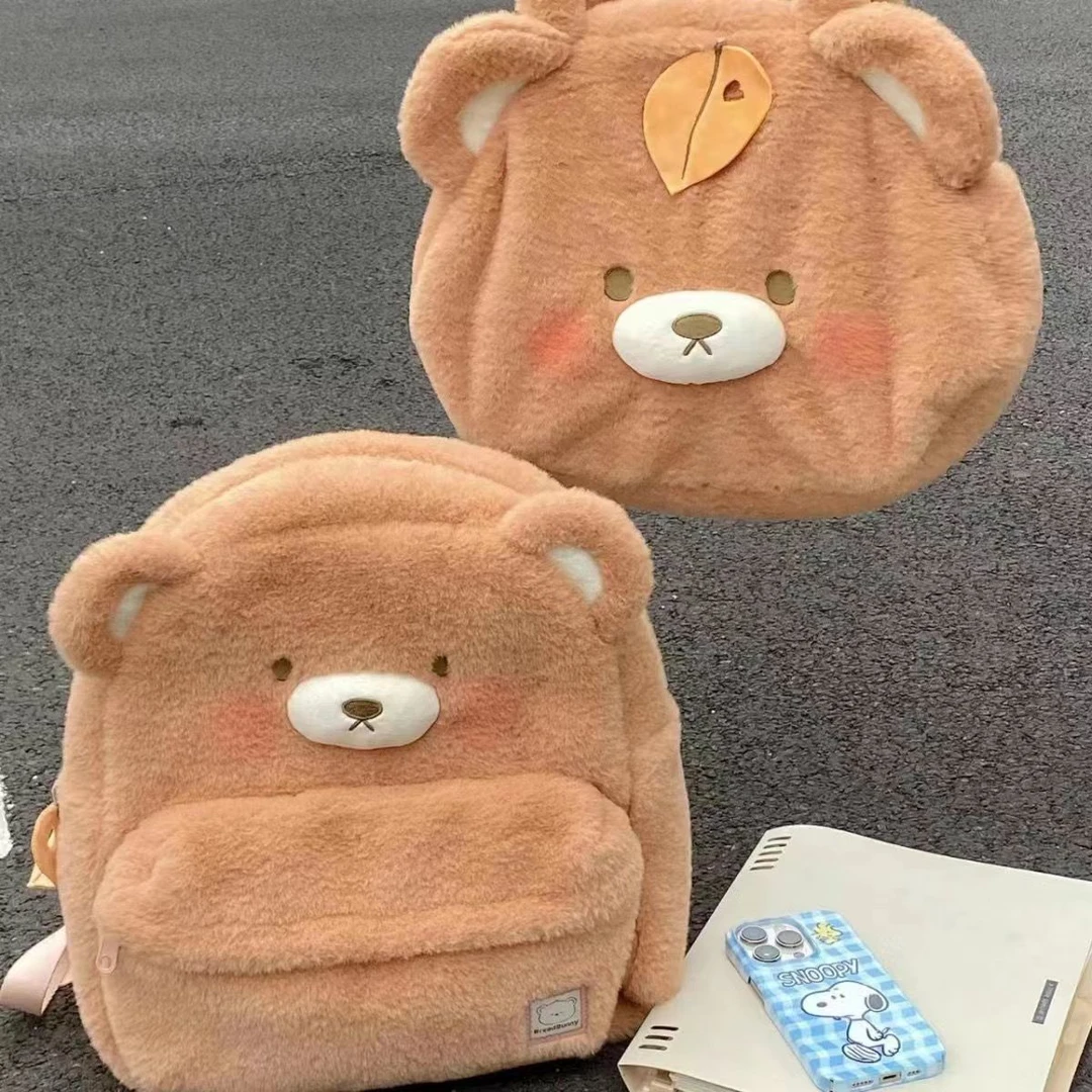 新款毛绒小熊包包女可爱卡通少女心单肩包双肩包学生装书书包外出