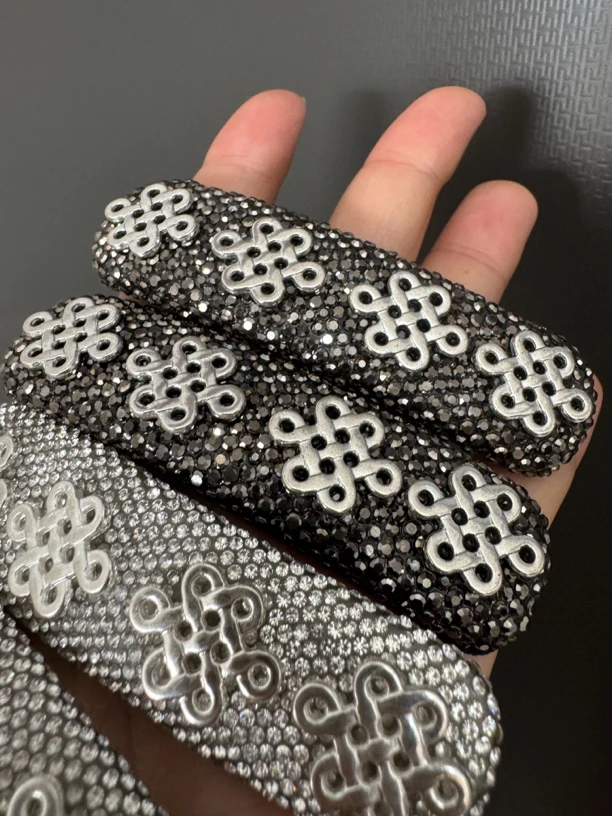 民族风吉祥结满钻发卡发饰一对