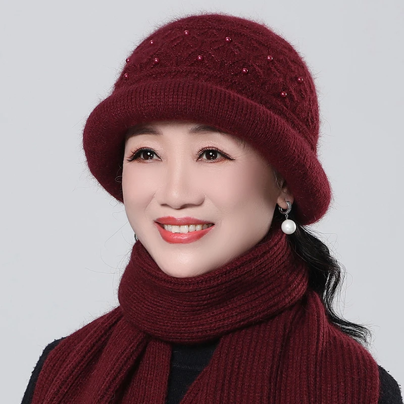老年人帽子女奶奶冬天加绒保暖奶奶棉帽防寒冬帽老太太妈妈毛线帽