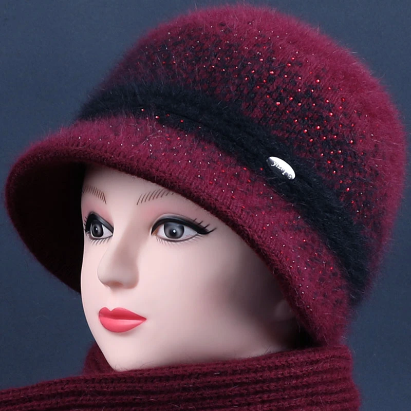 中老年人秋冬天帽子女老人奶奶冬季妈妈棉帽保暖老太太针织毛线帽