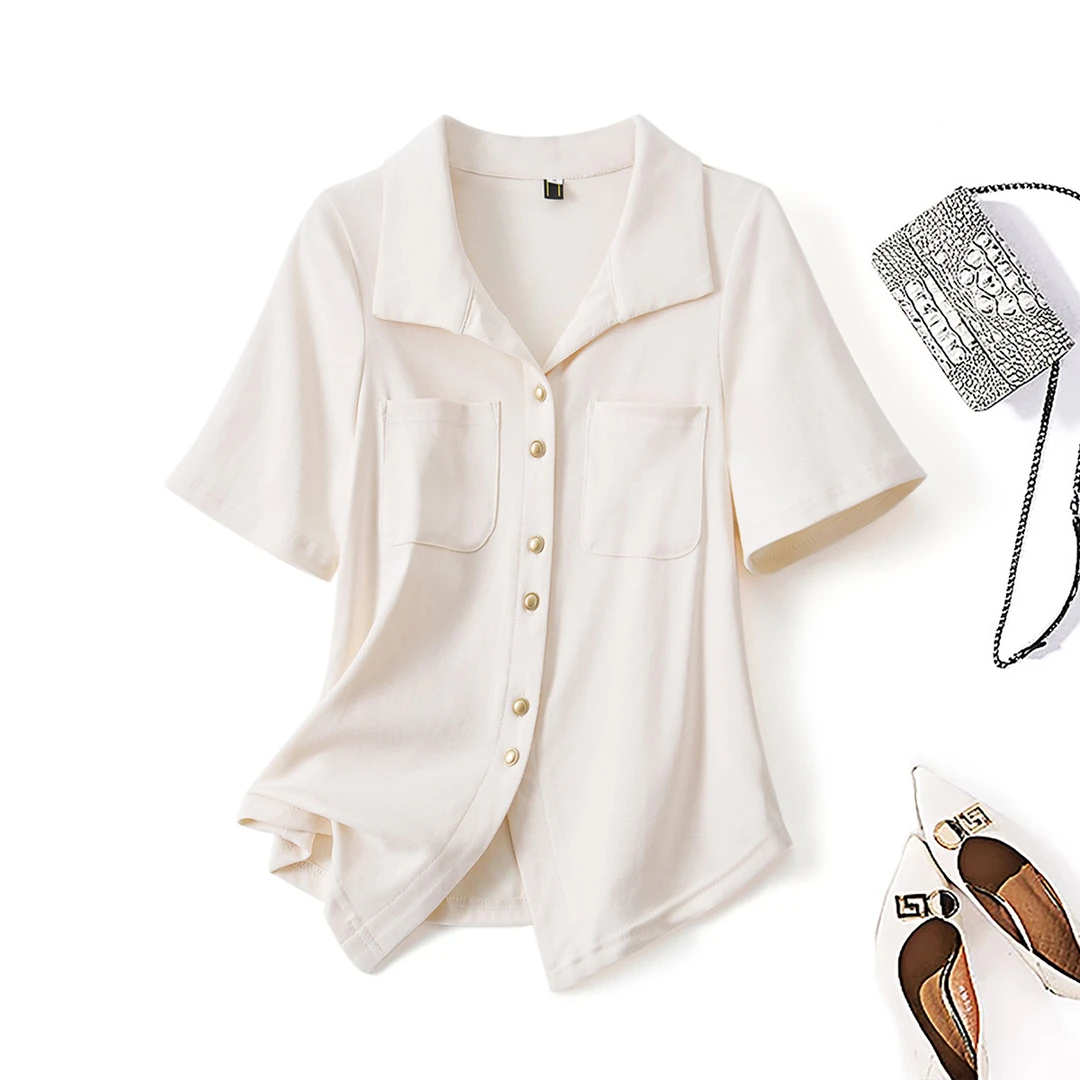 清63048胖妹妹大码女装2025夏季韩版高级感衬衣设计感百搭上衣