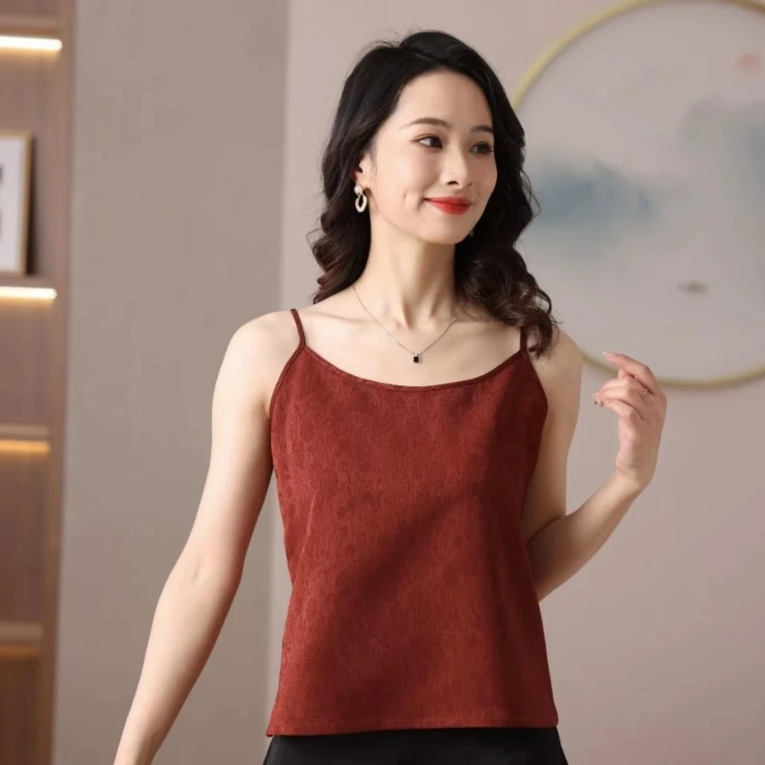 元宝--【香云纱】时尚 百搭 提花双面双穿复古气质显瘦打底背心