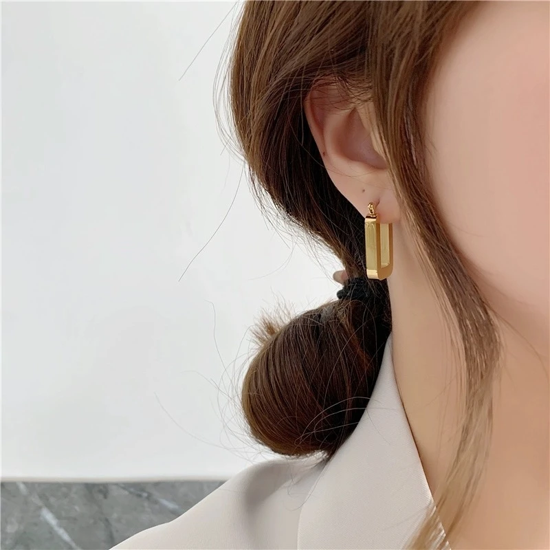 芯之婷 钛钢耳饰 几何长方形耳扣气质高级感耳环钛钢耳饰小众设计