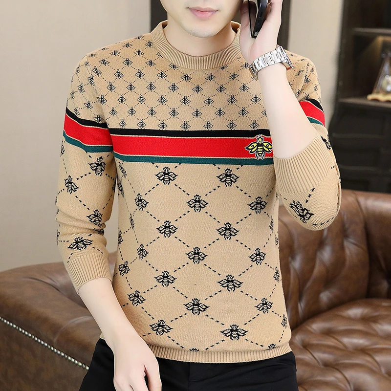 欧洲站毛衣男时尚新品针织衫男士高档韩版潮流百搭宽松保暖打底衫