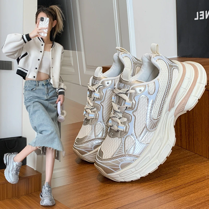 ins韩版百搭新款老爹鞋女2025秋季学生运动跑步鞋休闲厚底增高鞋