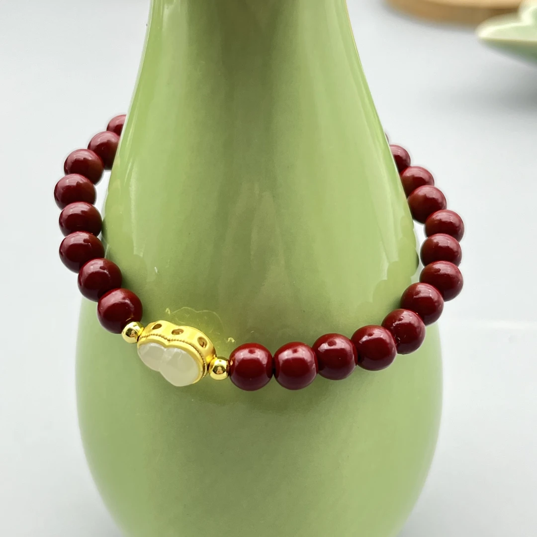 含辰砂工艺品ZA806-紫色雕刻葫芦6mm手串