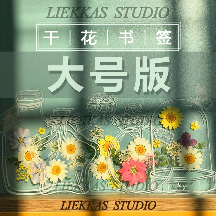 点砚手工自制大号干花书签diy材料包植物标本空白真花透明贴玻璃
